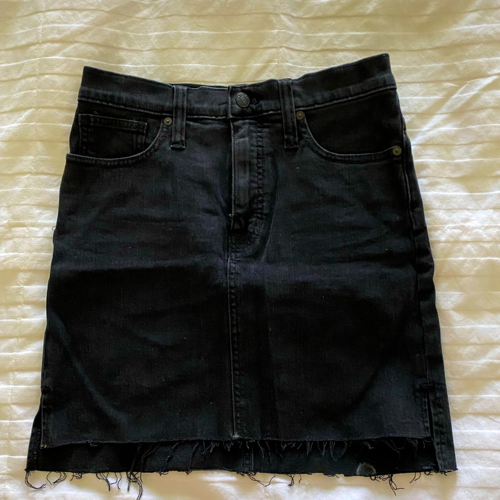 Black denim skirt